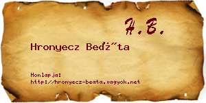 Hronyecz Beáta névjegykártya
